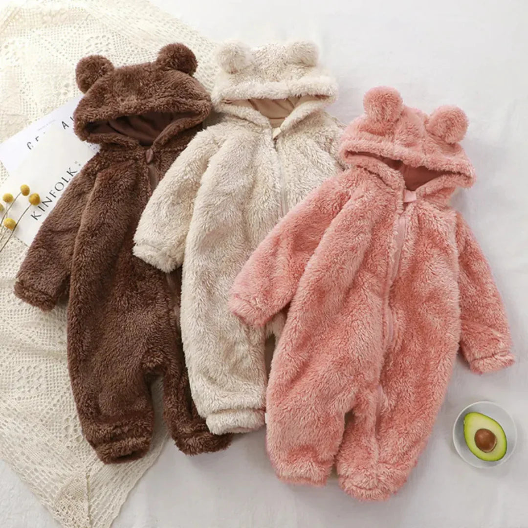 Gemütlicher Bärenanzug | Warmer Overall aus weich gefüttertem Fleece für Babys