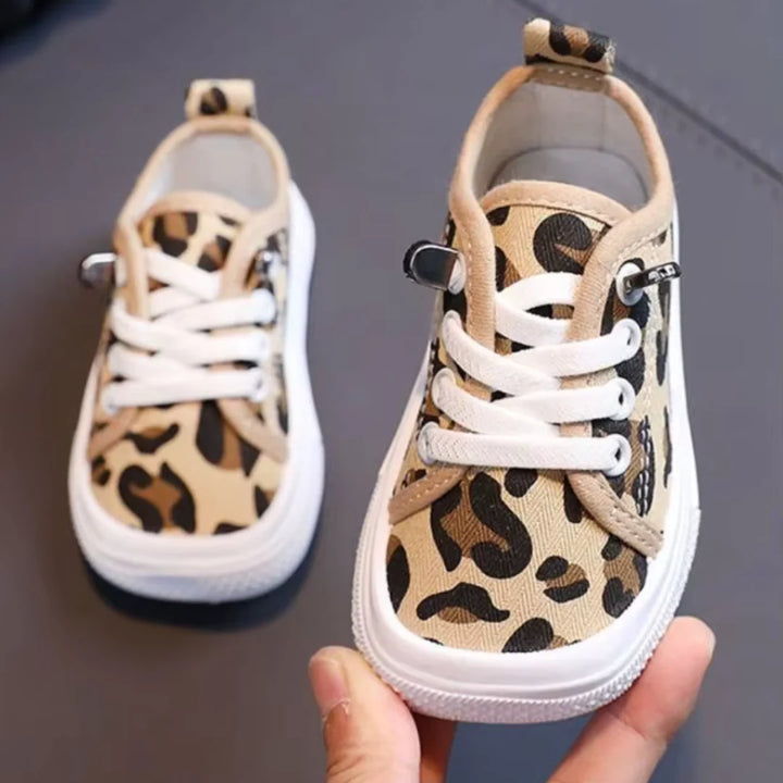 Leopard Canvas Sneakers | Niedliche Herbst Sneakers mit breiter Zehenbox für Kinder