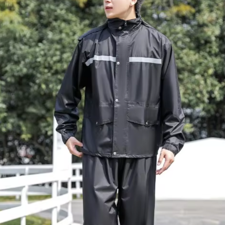 Herren Sommer-Regenmantel Set | Leichte, wetterfeste Regenjacke mit passender Hose für Angler