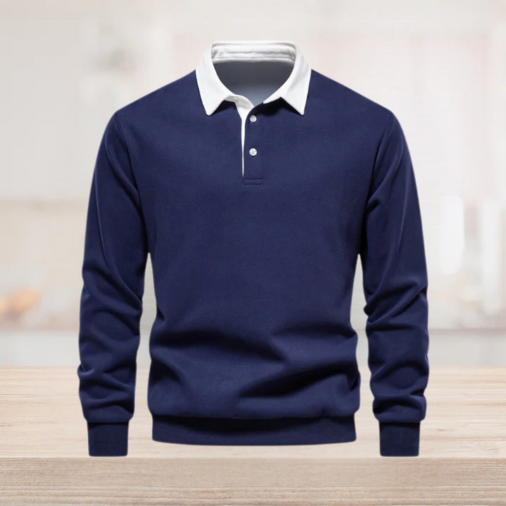 Robert Langarm Polo | Elegantes Blaues Herren Poloshirt Business Casual Stil
