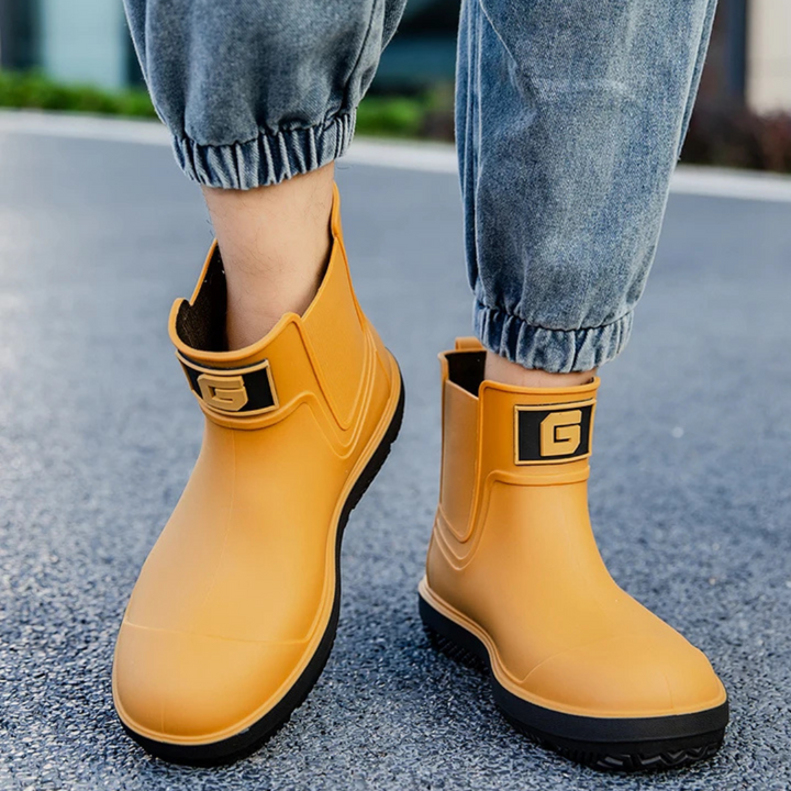 Regenstiefel für den Herbst - Halbhohe Wasserdichte Gummistiefel mit rutschfester Sohle für Herren