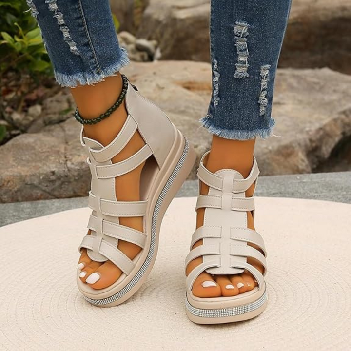 Plateau Sandalen für Damen - Bequeme Sommersandaletten mit Fußbett für heiße Tage