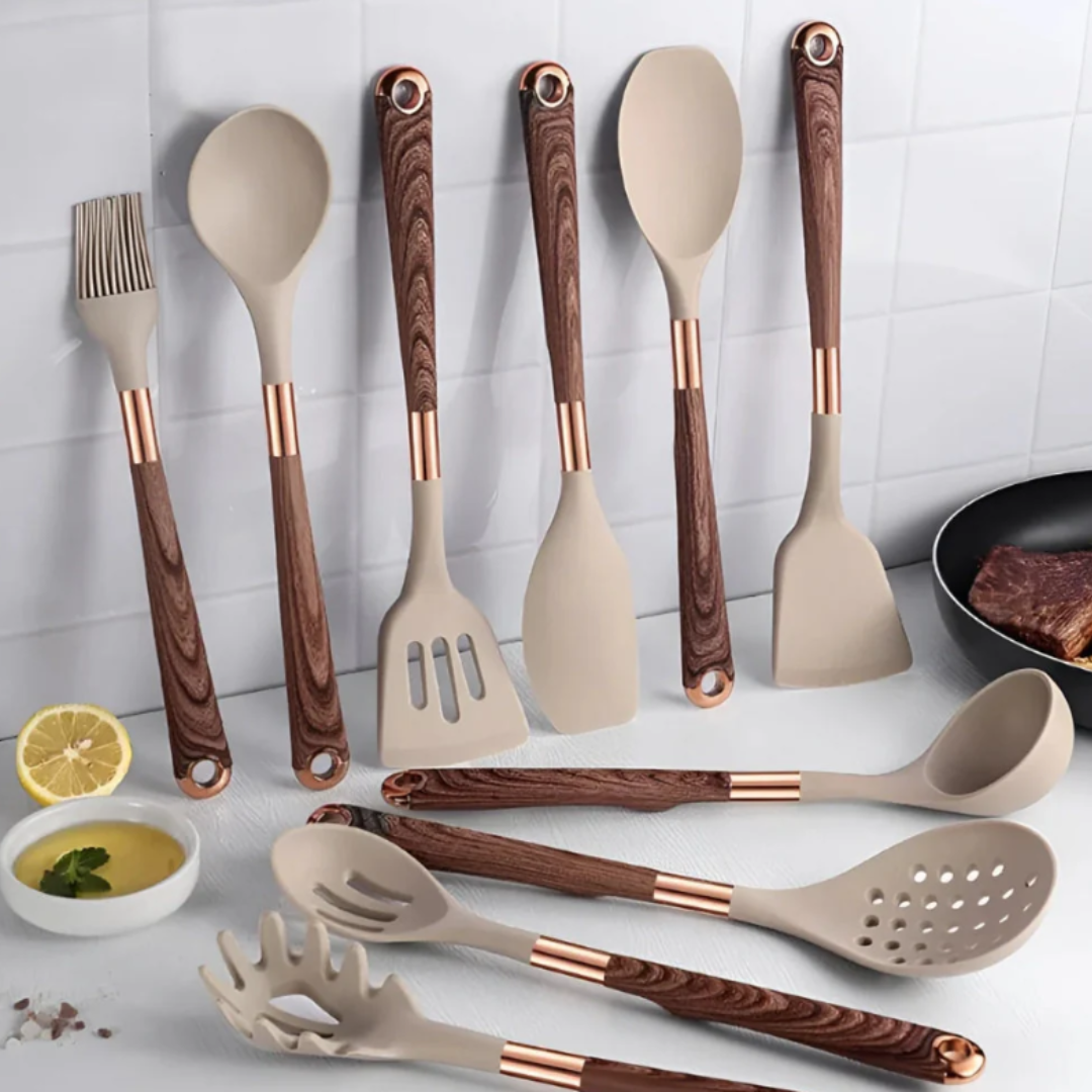 Luxe Silikon Küchenutensilien Set 10-teilig | Hitzebeständig und langlebig
