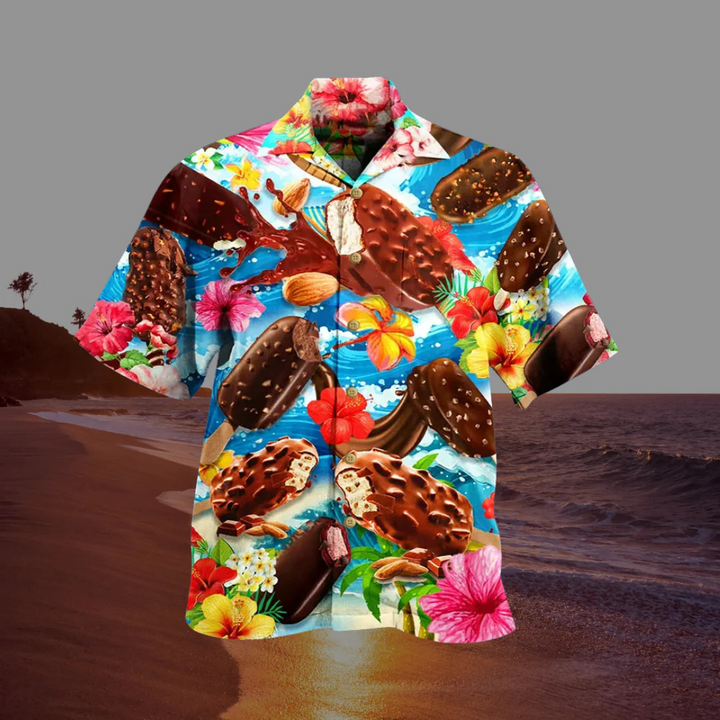 Markus Hawaiihemd | Sommerliches Herren Kurzarmhemd mit Eisprint Tropisches Muster Strandmode