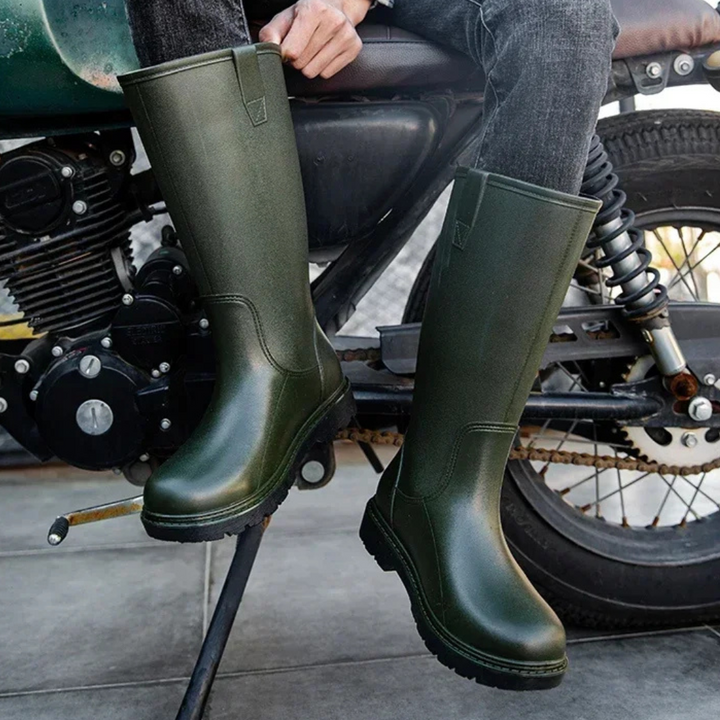 Regenstiefel für den Herbst - Halbhohe Bequeme Wasserdichte PVC Gummistiefel mit rutschfester Sohle für Herren