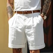 Felix Sommershorts | Elegante Herren Kurze Hose mit Bundfalten Baumwolle Business Casual