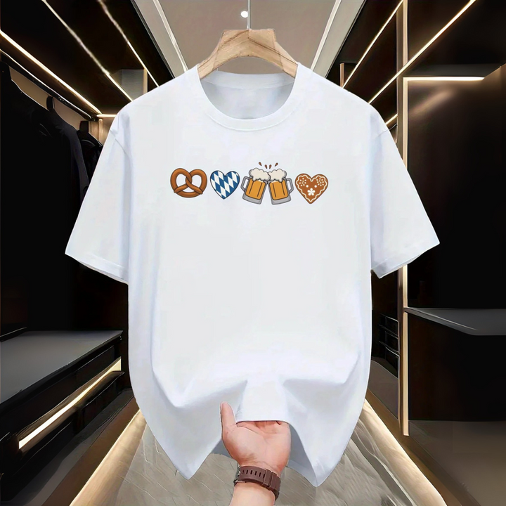 Gerhard Oktoberfest T-Shirt | Minimalistisches Bierfest Shirt mit Symbol-Reihe für Herren