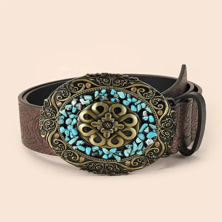 Gisela Trachtengürtel Oktoberfest | Luxuriöser Damen Gürtel mit Türkis-Ornament