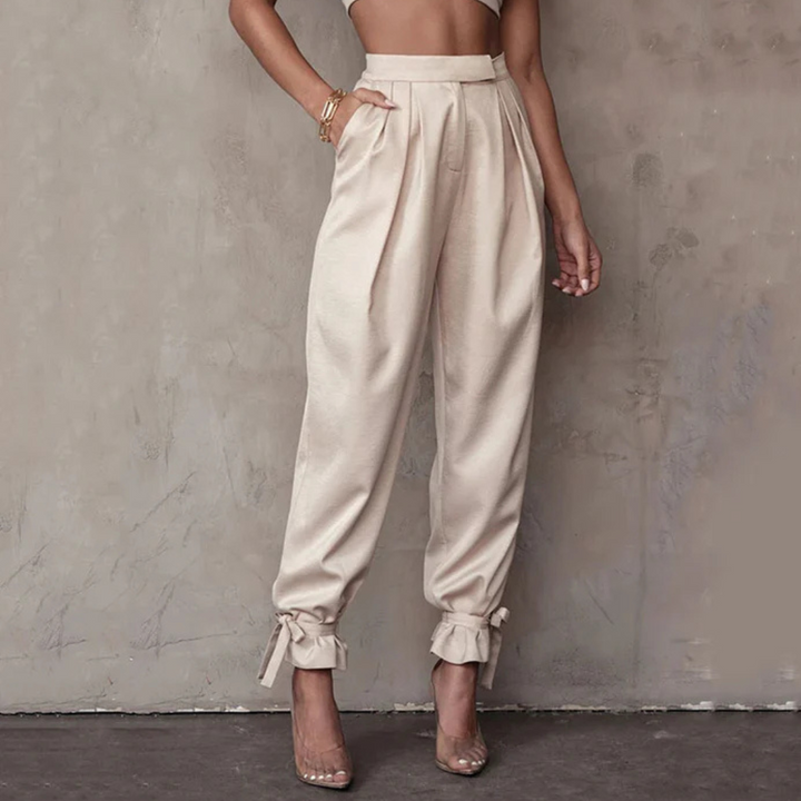 Claudia Satin-Hose | Elegante High-Waist Hose mit Schnürung für Frauen