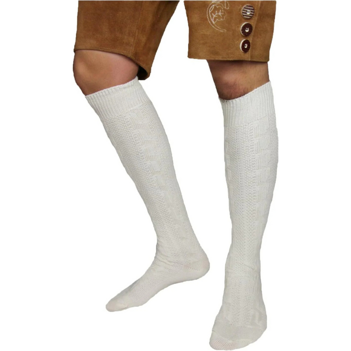 Andreas Oktoberfest Kniestrümpfe | Klassische Trachten-Strümpfe mit Zopfmuster für Herren