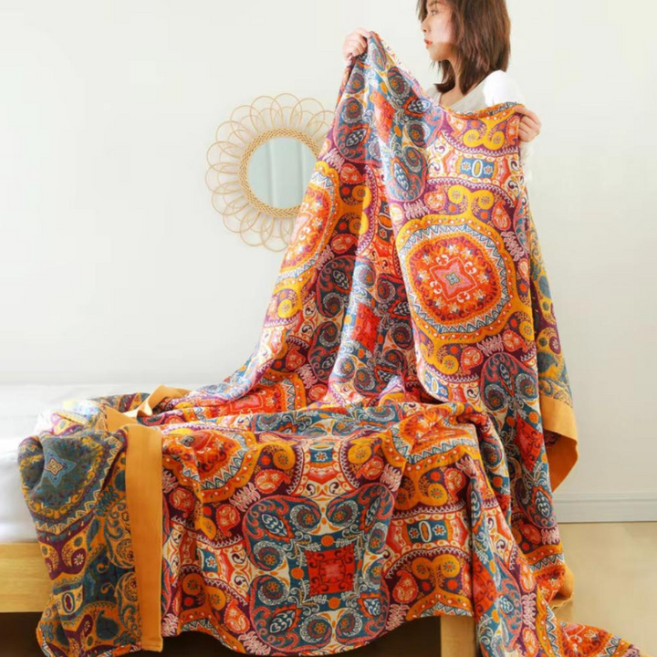 Sunrise Boho-Decke | Leichte Wende-Sommerdecke aus atmungsaktiver Baumwolle