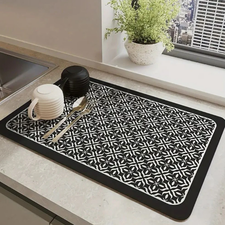 Mandala Küchen-Abtropfmatte | Ultra-absorbierende Silikon-Arbeitsplattenschutz