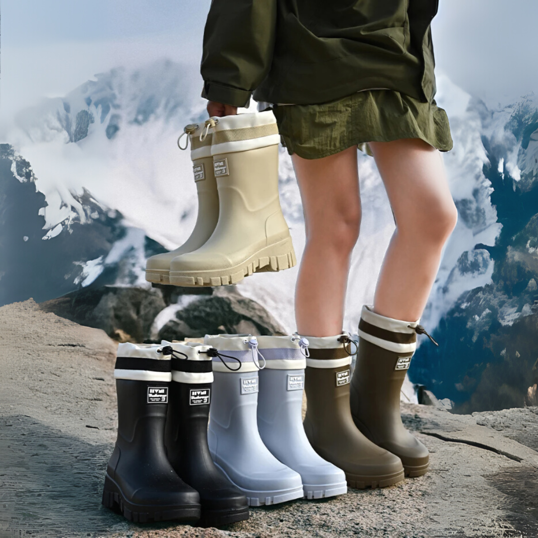 Regenstiefel für den Herbst - Retro Wasserdichte Gummistiefel mit rutschfester Sohle für Damen