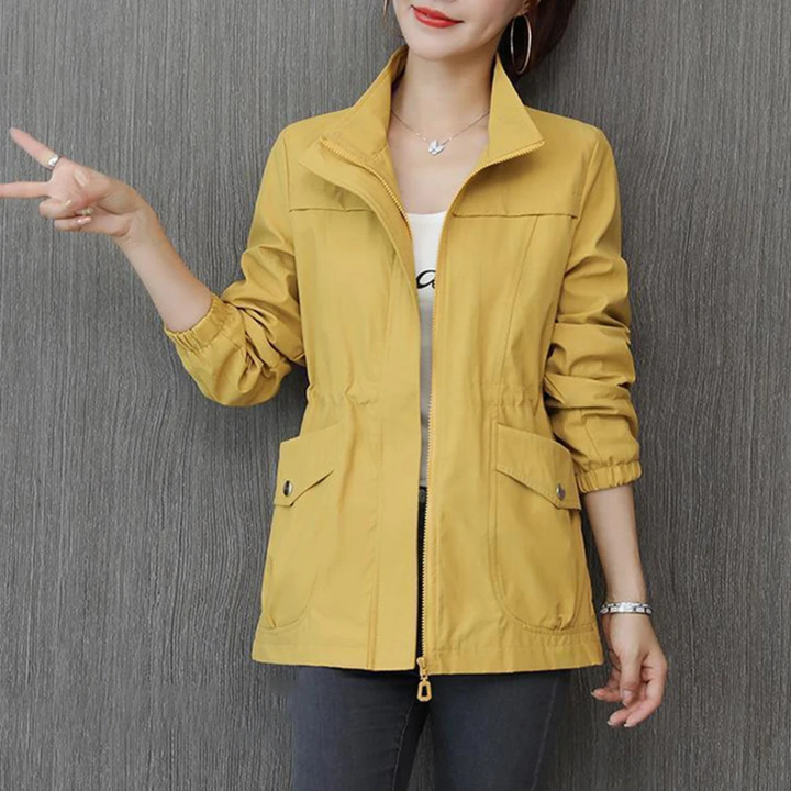 Regenjacke für den Herbst - Wasserdichte Übergansjacke mit Stehkragen für Damen
