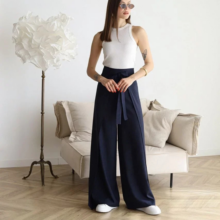 Marlene Palazzo-Hose | Elegante Weithose mit Bindegürtel für Frauen