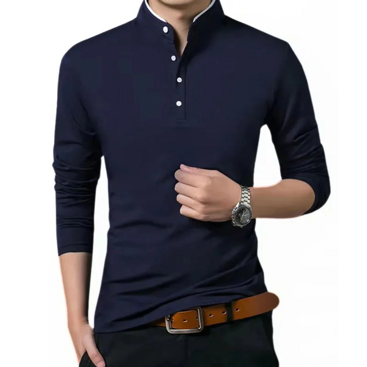 Christian Poloshirt Oktoberfest | Elegantes Herren Langarmshirt mit Stehkragen