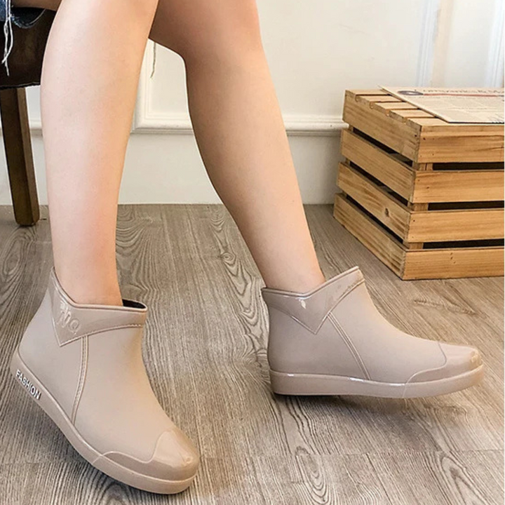 Regenstiefel für den Herbst - Wasserdichte Ankle Gummistiefel mit Reißverschluss für Damen