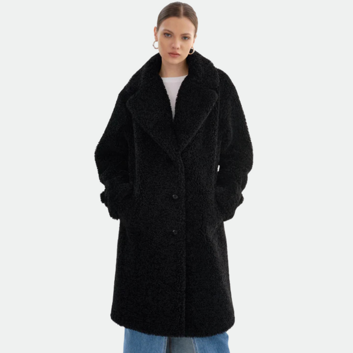 Fleecejacke für den kalte Tage - Stilvolle Lange Mantel mit Stehkrage für Damen