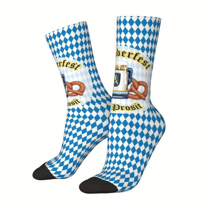 Unisex Oktoberfest Socken | Traditionelle Bierfest Strümpfe mit Bayern-Rautenmuster