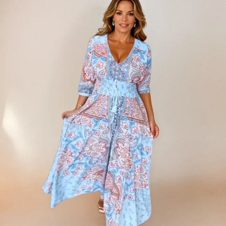Rosalie Sommerkleid | Elegantes Maxikleid mit Blumenmuster für Frauen