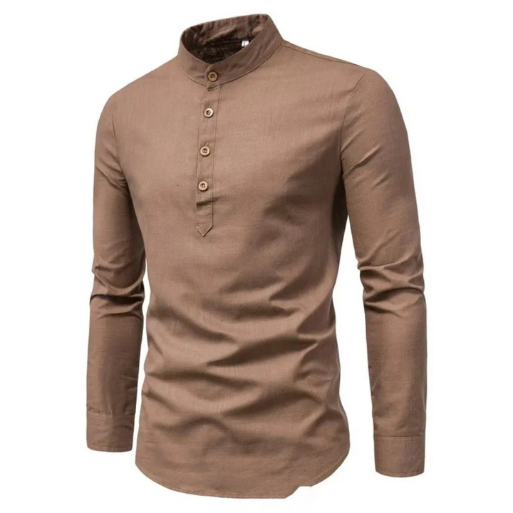 Christian Leinenhemd Oktoberfest | Elegantes Herren Hemd mit Stehkragen