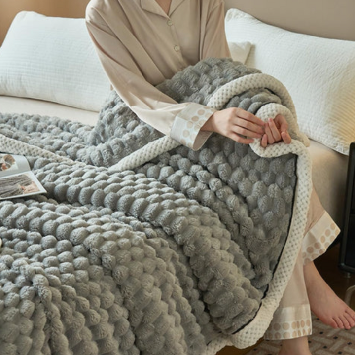 Cloud Cuddle Decke | Luxuriöse Kuscheldecke mit Bubble-Textur und Sherpa-Fleece