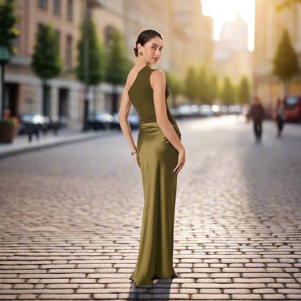 Helga One-Shoulder Kleid | Elegantes Sommerabendkleid für Frauen