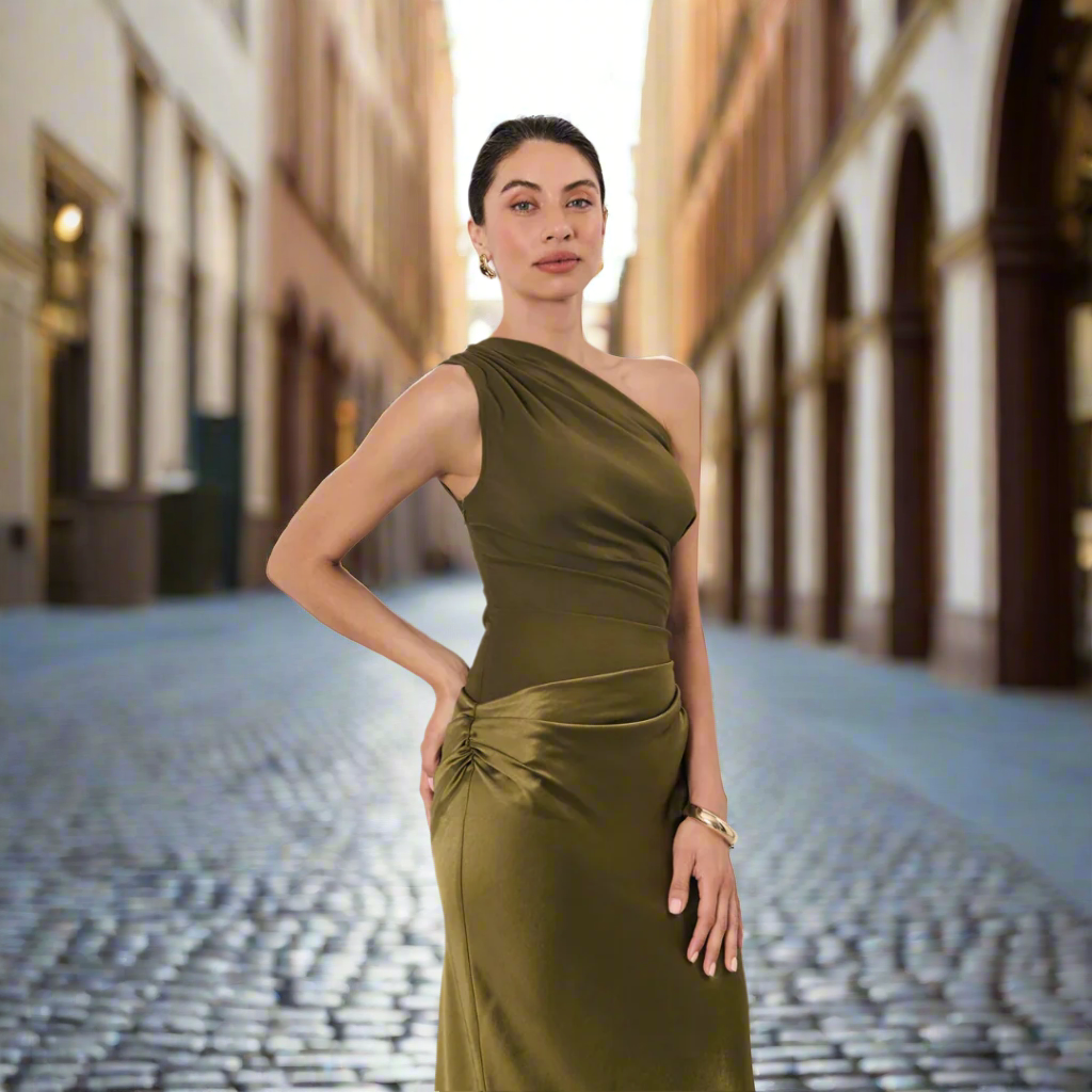 Helga One-Shoulder Kleid | Elegantes Sommerabendkleid für Frauen