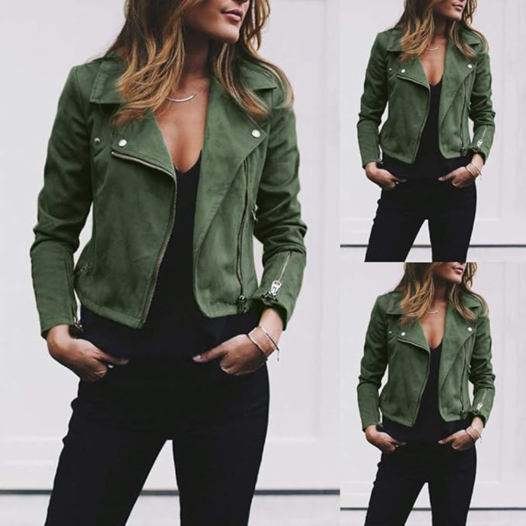Bikerjacke für den Herbst - Übergangsjacke aus Wildleder für Damen