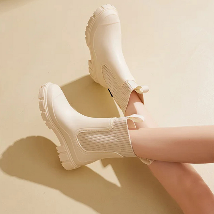 Regenstiefel für den Herbst - Robuste wasserdichte Stiefel mit dicker Sohle für Damen