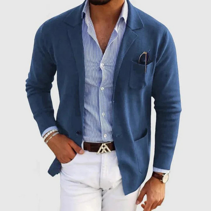 Maximilian Strickjacke | Elegante Braune Herren Jacke Mit Revers Büro-Stil