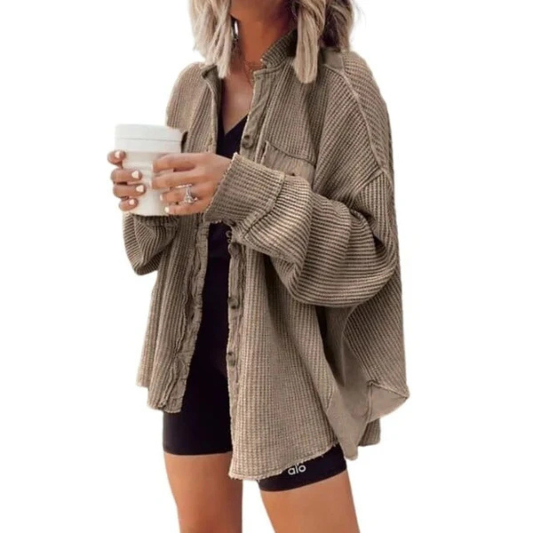 Cordhemd für den Herbst - Oversized Rippenflanell Hemdbluse für Damen