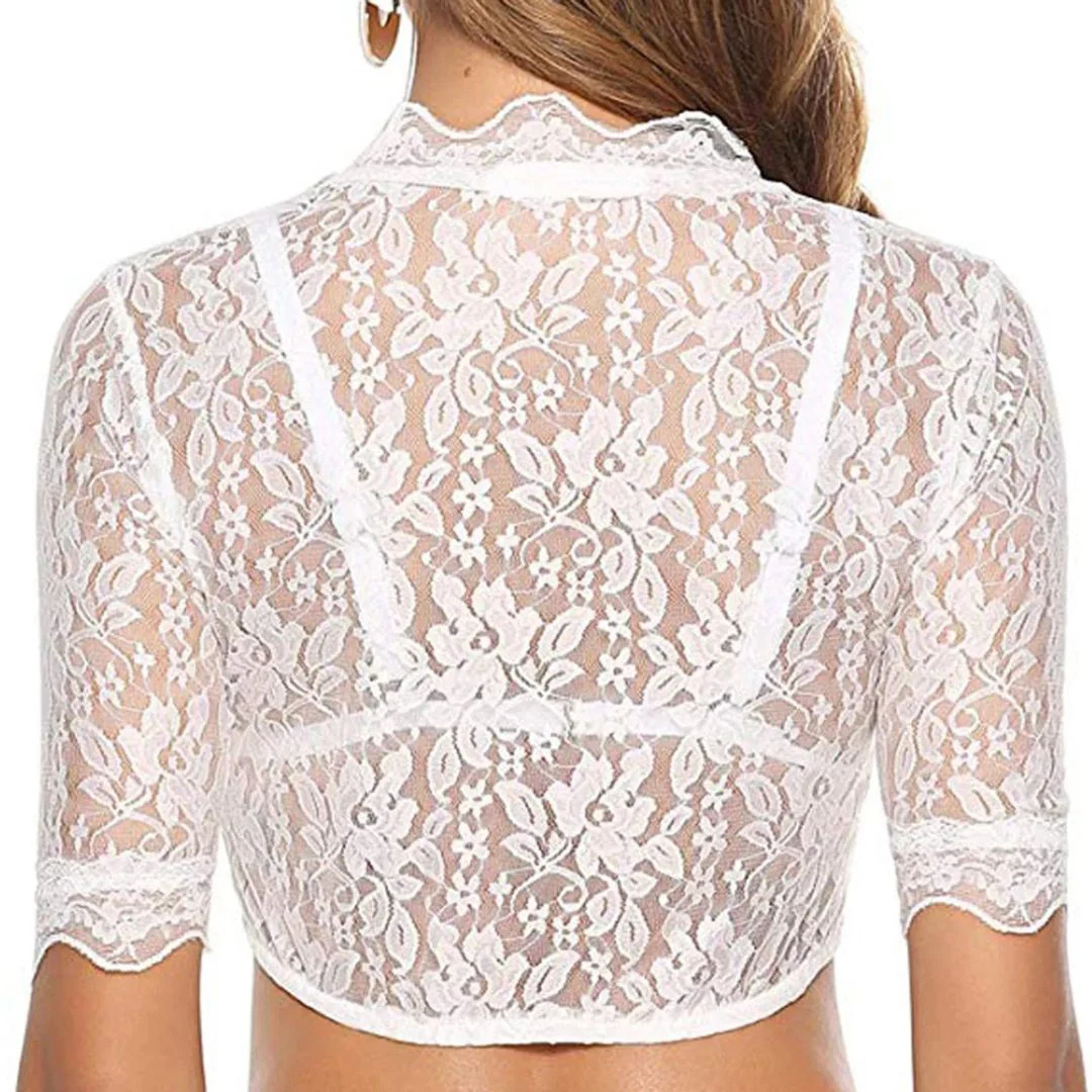 Sarah Dirndlbluse Oktoberfest | Elegante Damen Bluse mit Spitzenärmeln