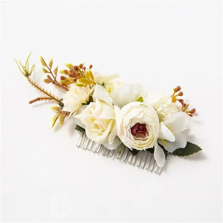 Britta Blütenkamm Oktoberfest | Romantische Damen Haarspange mit Seidenblüten