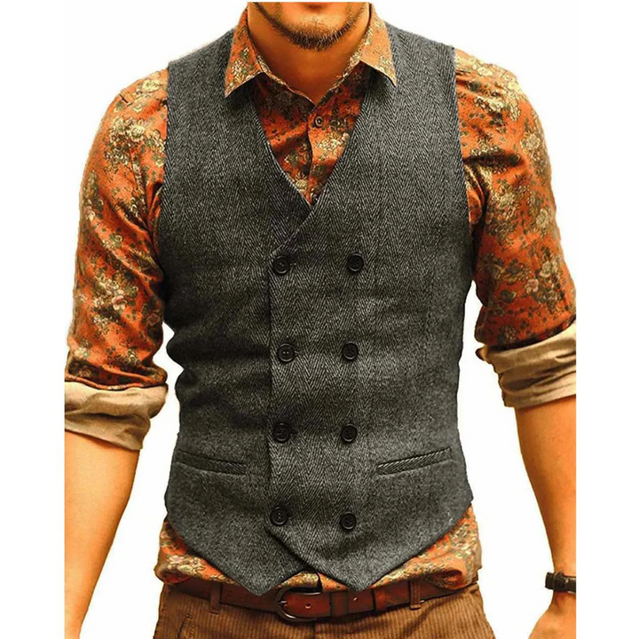 Andreas Herrenweste Oktoberfest | Elegante Herren Weste mit doppelter Knopfleiste