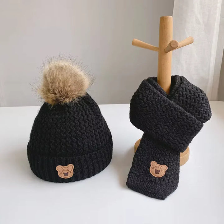 Beary Schal und Mütze | Warme niedliche Winterset für Kinder