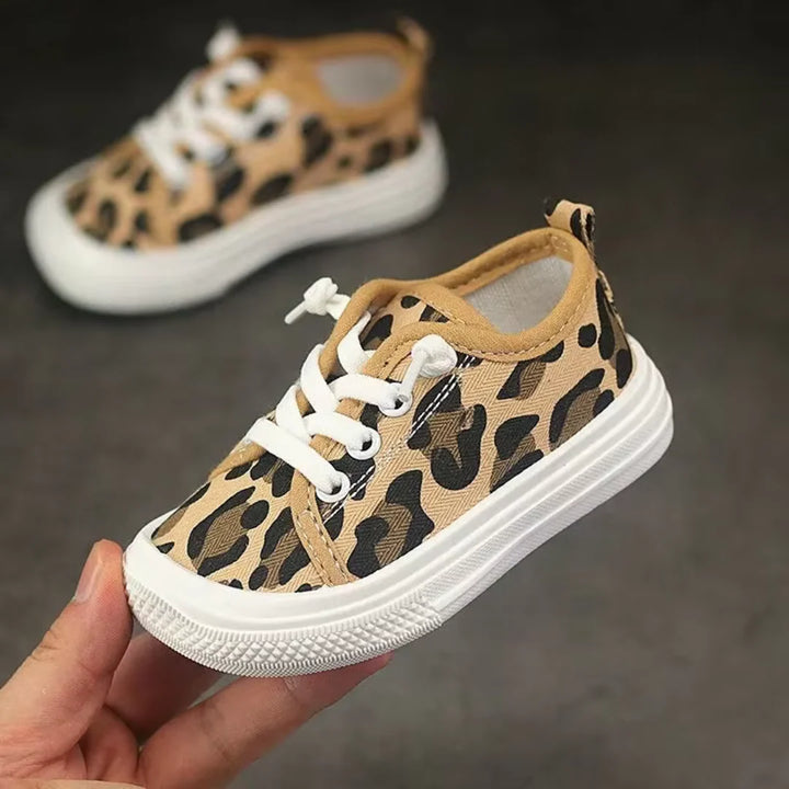 Leopard Canvas Sneakers | Niedliche Herbst Sneakers mit breiter Zehenbox für Kinder