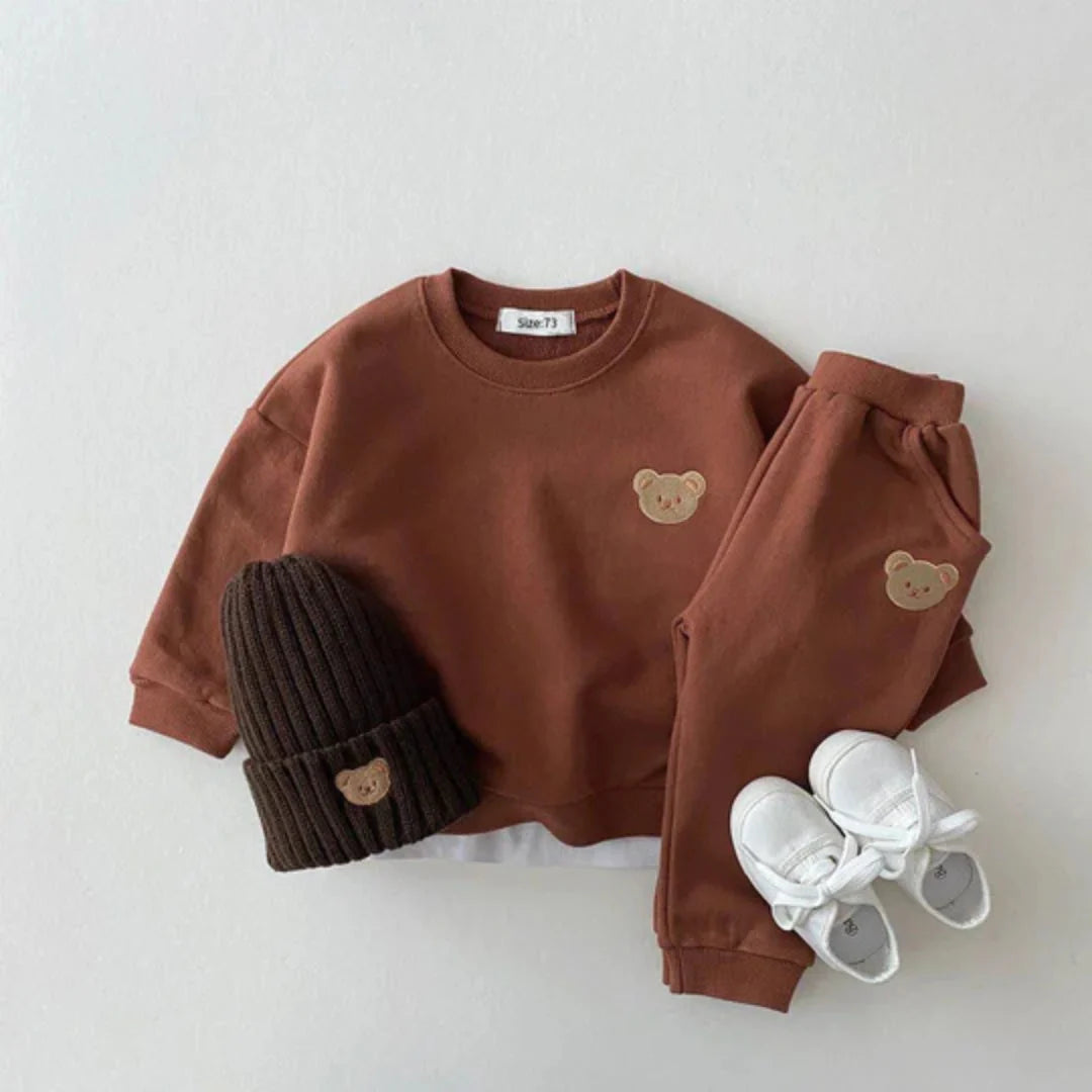 Bären-Jogginganzug | Süßes Jogging-Set für Kinder in Beige mit Bärenmotiv