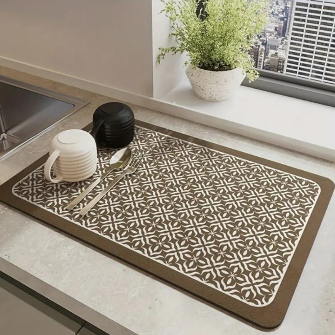 Mandala Küchen-Abtropfmatte | Ultra-absorbierende Silikon-Arbeitsplattenschutz
