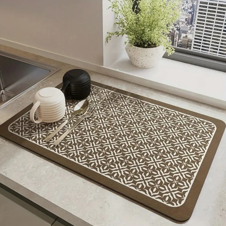 Mandala Küchen-Abtropfmatte | Ultra-absorbierende Silikon-Arbeitsplattenschutz