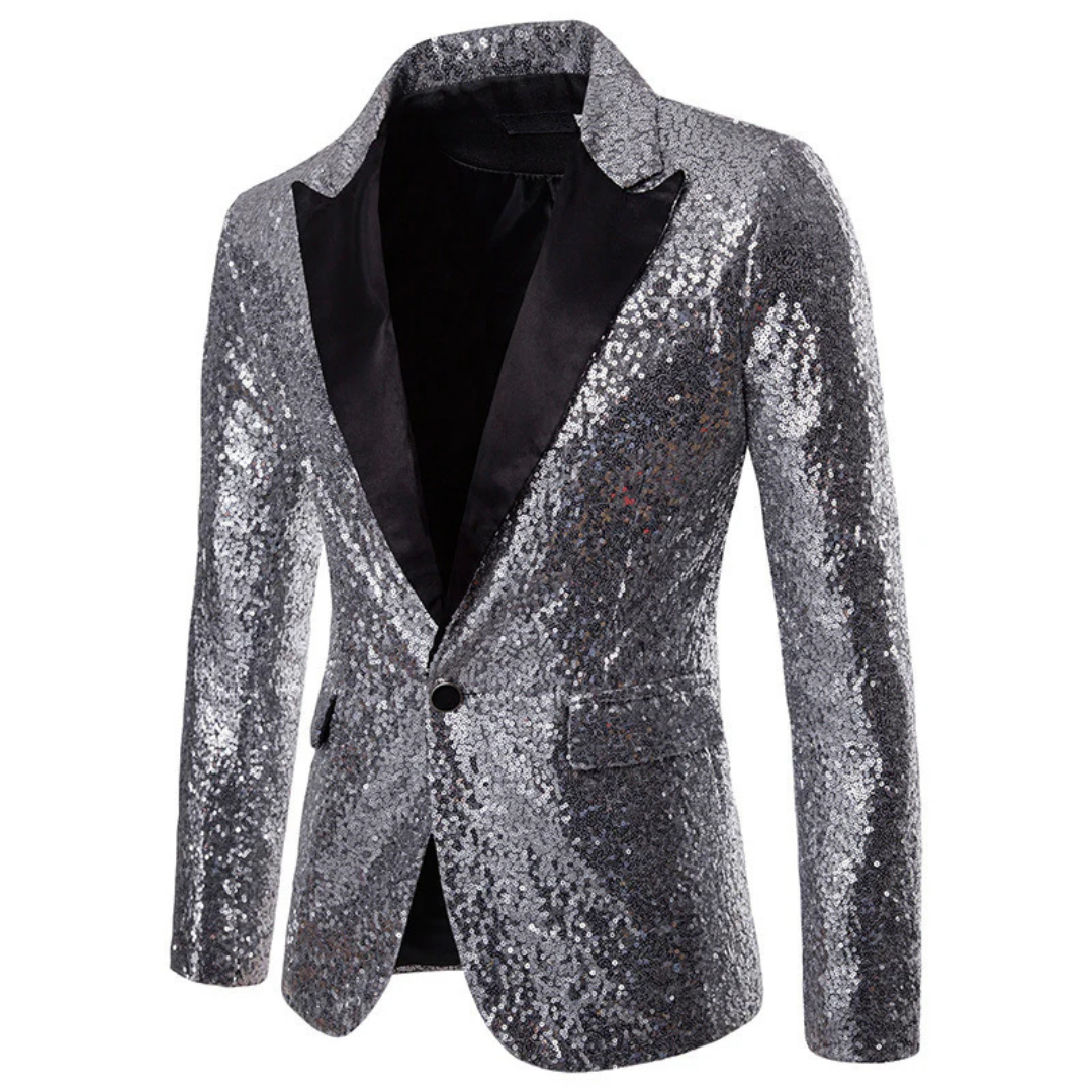 Glirzer Blazer für Feiern - Party Jacke mit Glitzernde Pailletten für Herren