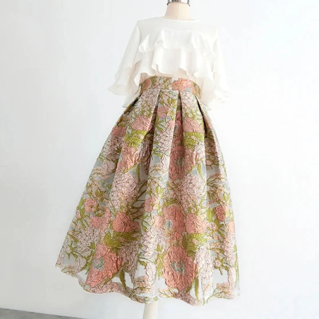 Rosalie Brockatrock Oktoberfest | Eleganter Damen Rock mit floralen Ornamenten