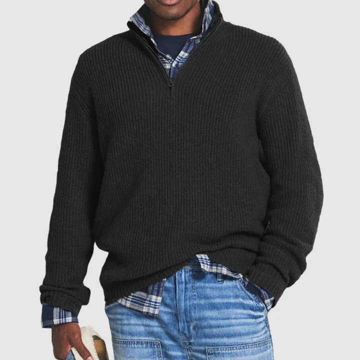 Troyer für den Herbst - Business Casual Strick-Pullover mit Reißverschluss für Herren