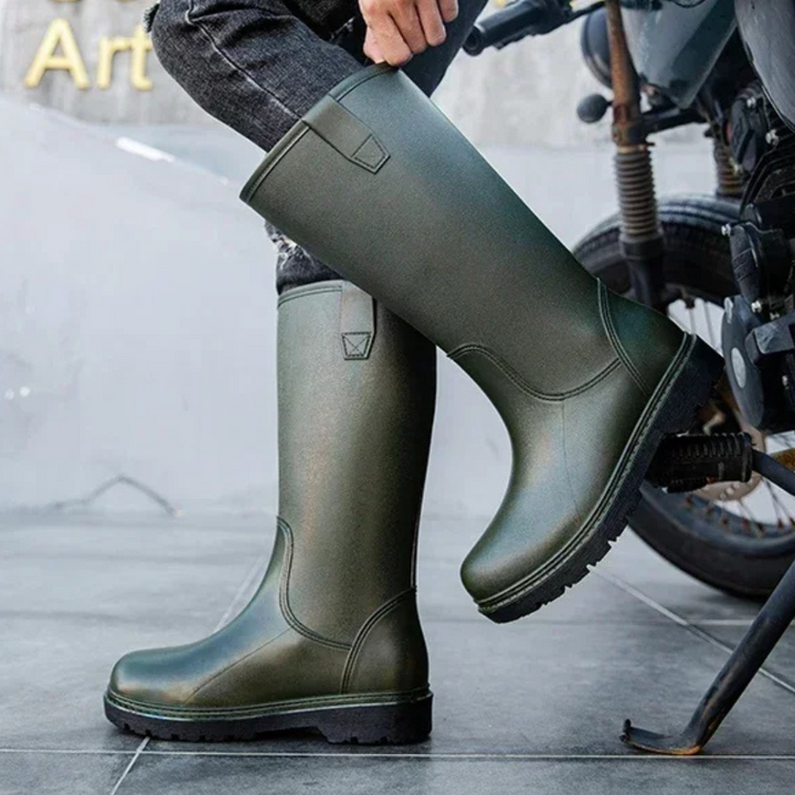 Regenstiefel für den Herbst - Halbhohe Bequeme Wasserdichte PVC Gummistiefel mit rutschfester Sohle für Herren