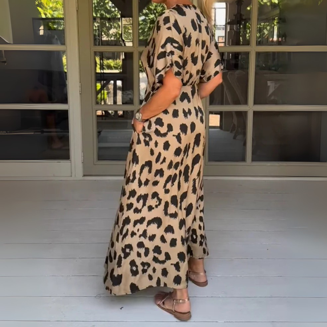 Sabrina Leopard-Kleid | Sommerliches Maxikleid mit Animal-Print für Frauen
