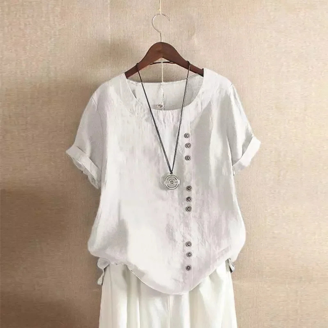 Monika Leinenbluse Oktoberfest | Luftige Damen Bluse mit Knopfleiste