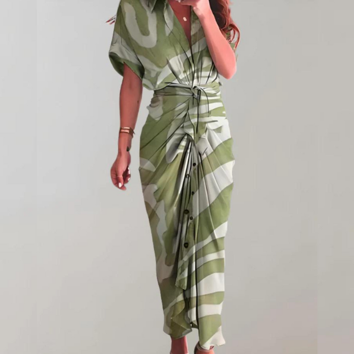 Amelie Midikleid | Elegantes Kleid mit halblangen Ärmeln und stilvollem Taillenband