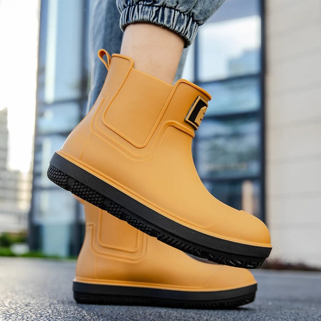 Regenstiefel für den Herbst - Halbhohe Wasserdichte Gummistiefel mit rutschfester Sohle für Herren