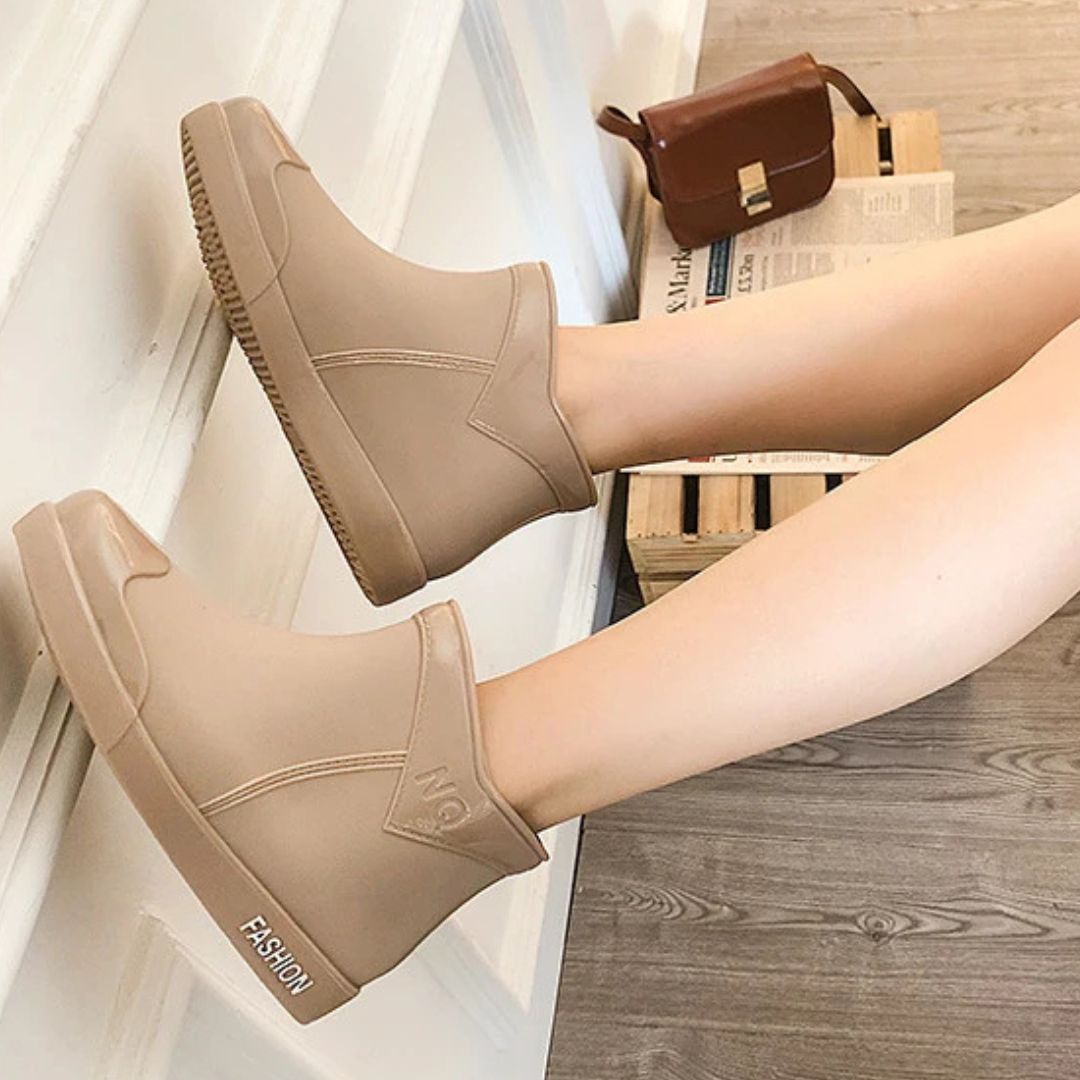 Regenstiefel für den Herbst - Wasserdichte Ankle Gummistiefel mit Reißverschluss für Damen