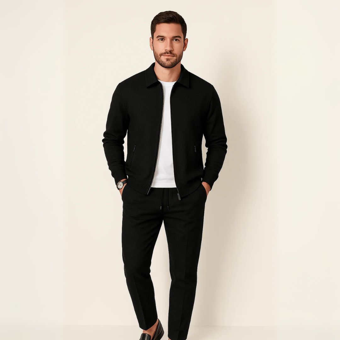 Lounge Zweiteiler für den Herbst - Stilvolle Twin Set mit Strickjacke und Hose für Herren
